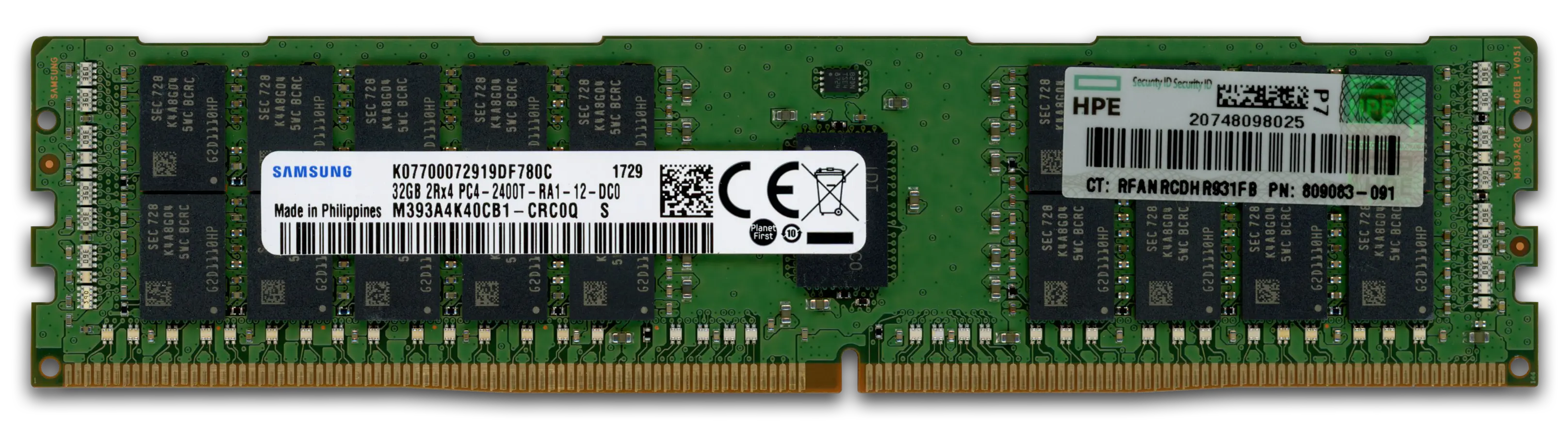 HPE 32GB RAM-Modul DDR4 2400 MT/s PC4-2400T-R RDIMM ECC 809083-091, refurbished